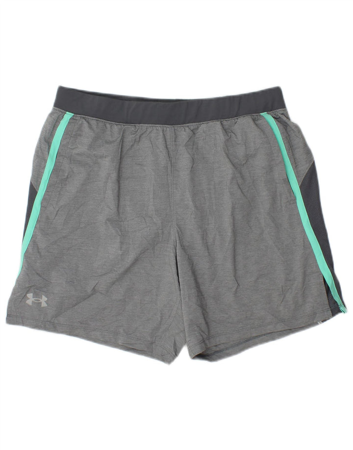Under Armour Womens Sport Shorts UK 16 Large Grey Colourblock
