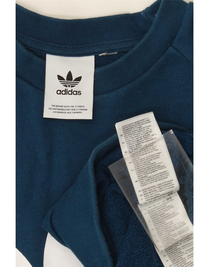 Adidas Mens Graphic Sweatshirt Jumper Medium Blue Cotton