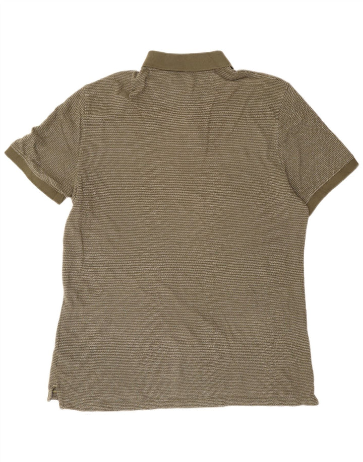 White Stuff Mens Polo Shirt XL Khaki Striped Cotton