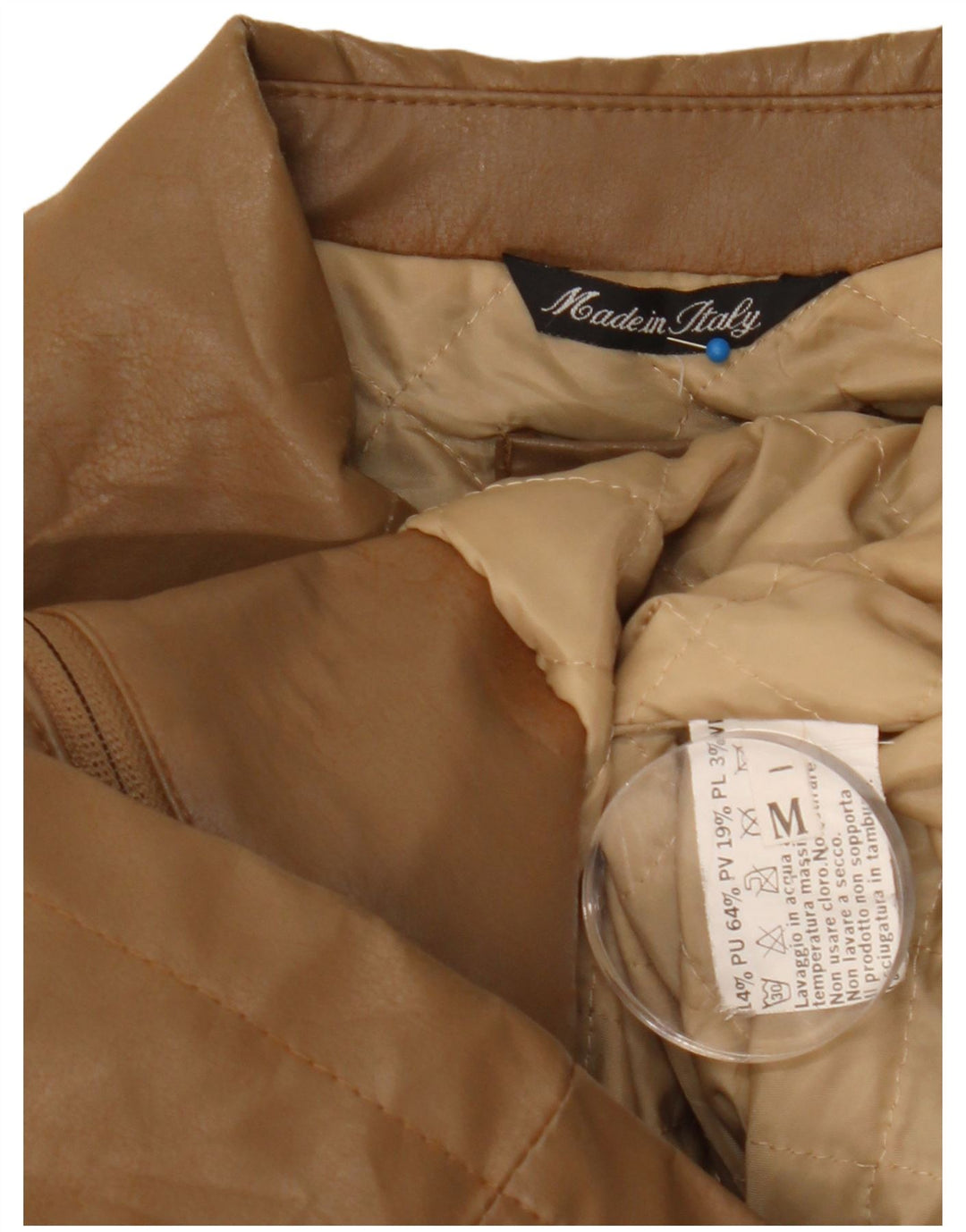 Vintage Womens Faux Leather Jacket UK 14 Medium Brown Polyethylene