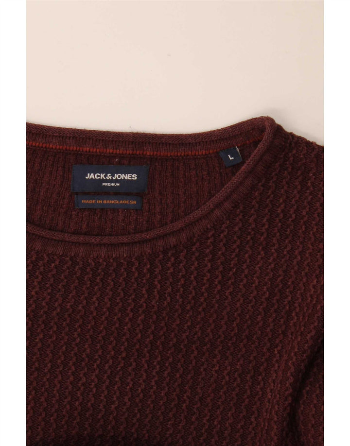 Jack & Jones Mens Crew Neck Jumper Sweater Large Burgundy