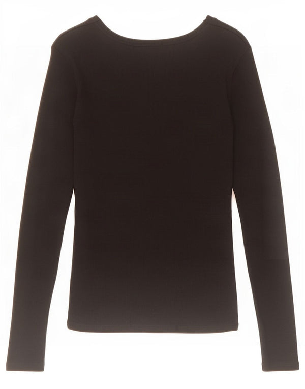 Zara Womens Top Long Sleeve UK 12 Medium Black