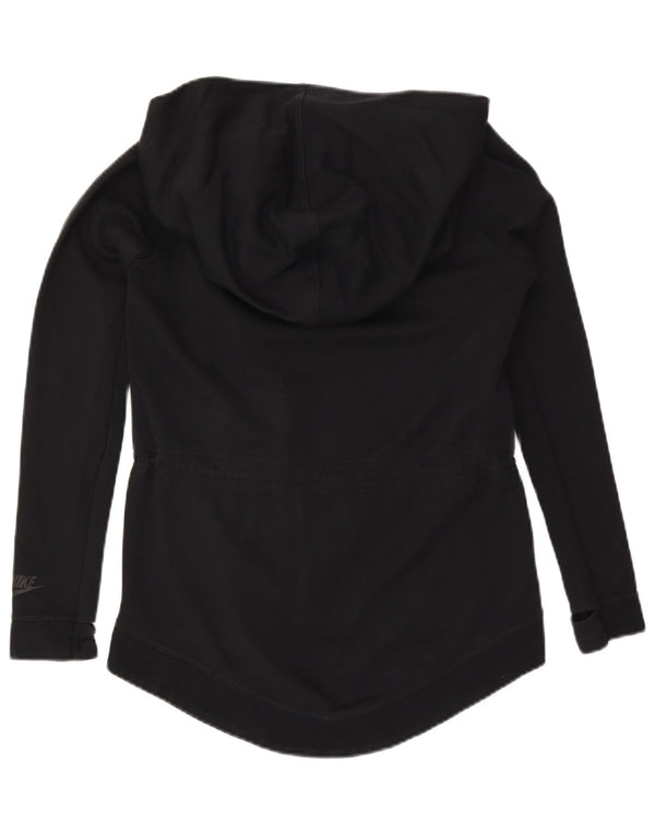Nike Womens Oversized Zip Hoodie Sweater UK 6 XS Black Cotton