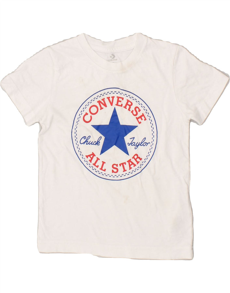 CONVERSE Boys Graphic T-Shirt Top 3-4 Years XS White Cotton | Vintage Converse | Thrift | Second-Hand Converse | Used Clothing | Messina Hembry 