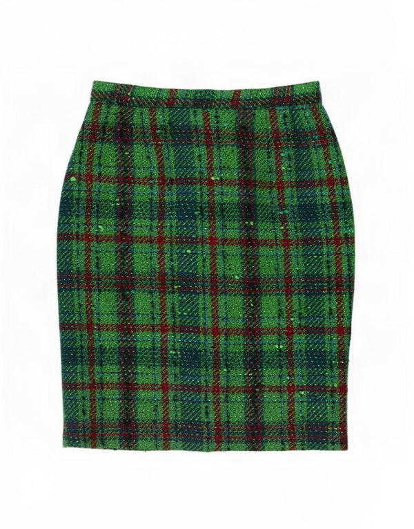 Vintage Womens Pencil Skirt IT 44 Medium W28 Green Plaid