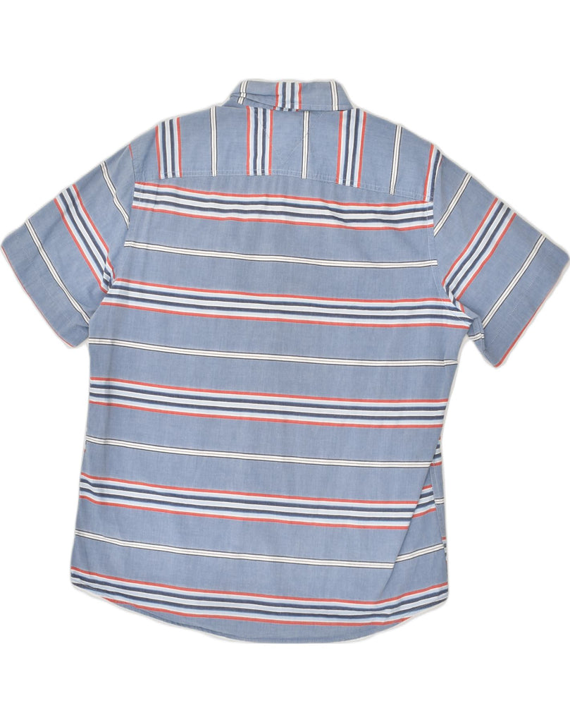 TOMMY HILFIGER Mens Classic Fit Short Sleeve Shirt Medium Blue Striped | Vintage Tommy Hilfiger | Thrift | Second-Hand Tommy Hilfiger | Used Clothing | Messina Hembry 