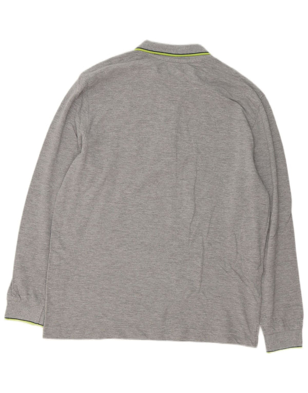 Kappa Mens Long Sleeve Regular Fit Polo Shirt Large Grey Cotton