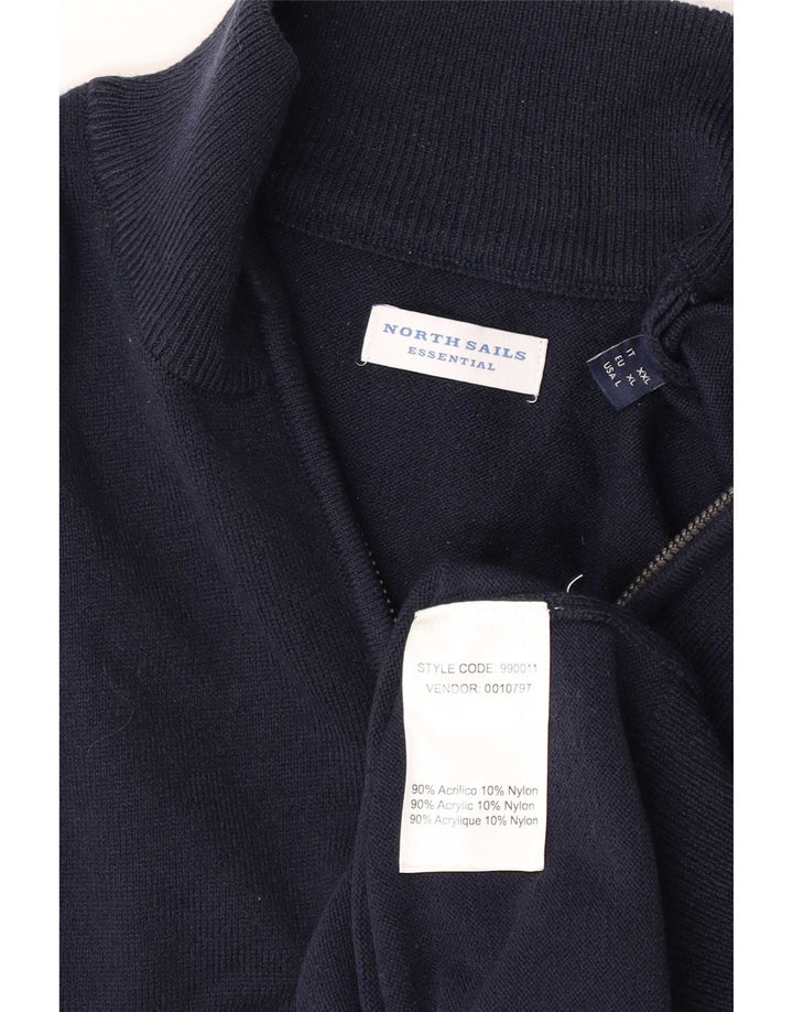North Sails Mens Zip Neck Jumper Sweater XL Navy Blue Acrylic