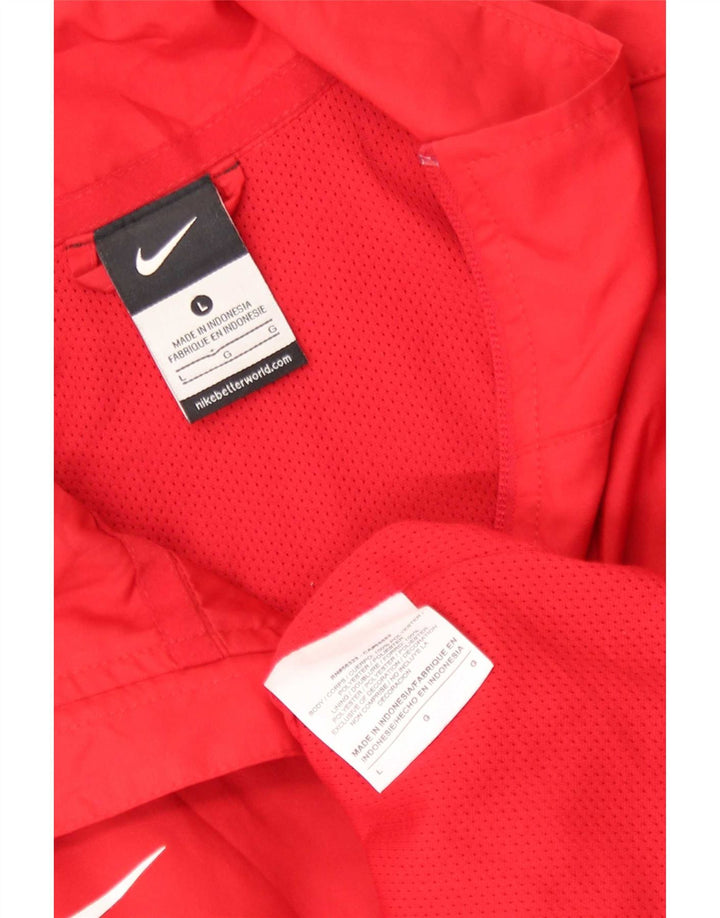 Nike Mens Tracksuit Top Jacket Large Red Colourblock Polyester