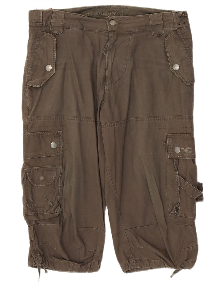 Zara Mens Cargo Shorts EU 42 Large W32 Khaki Cotton