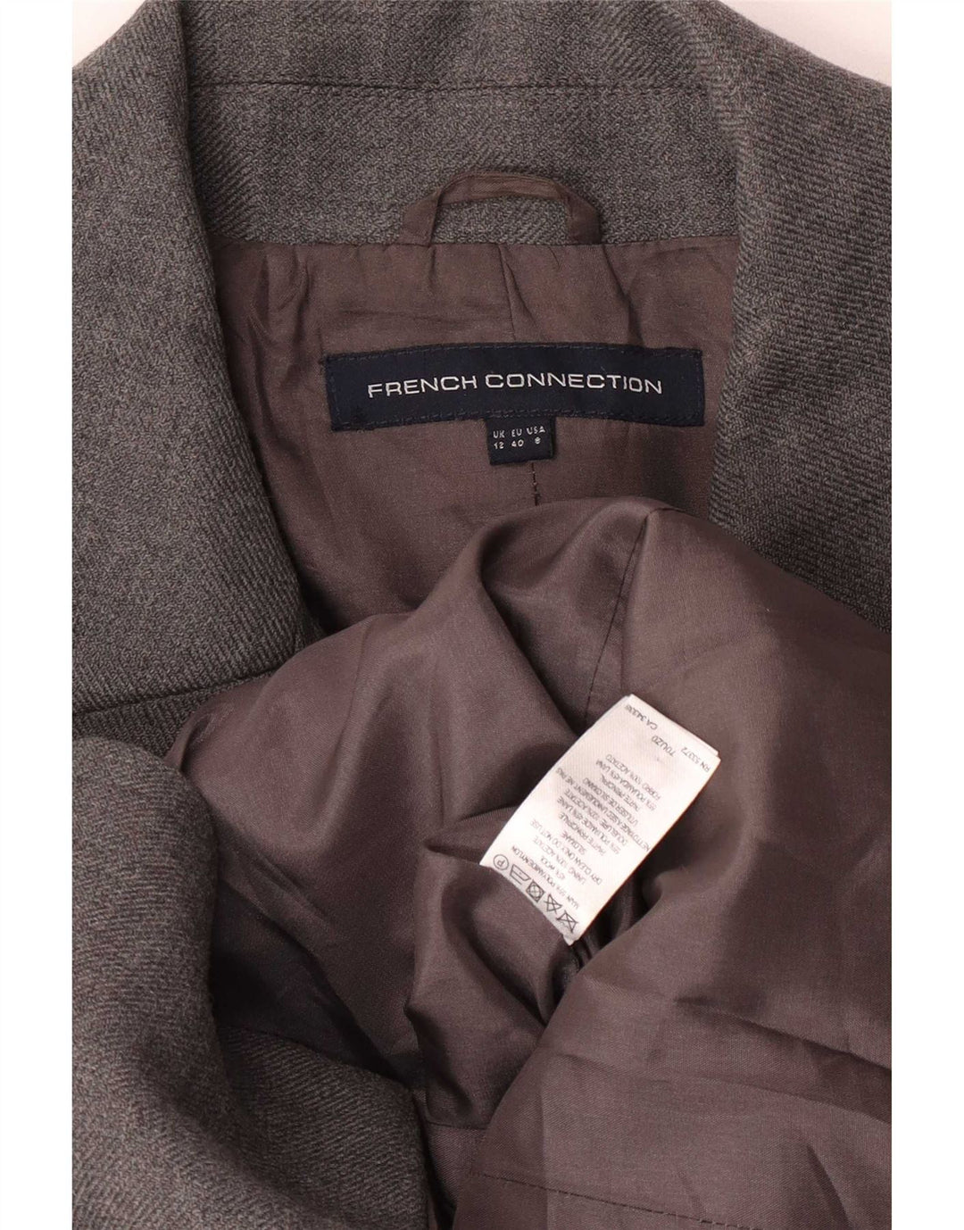 French Connection Womens Military Double Breasted Coat UK 12 Medium Grey