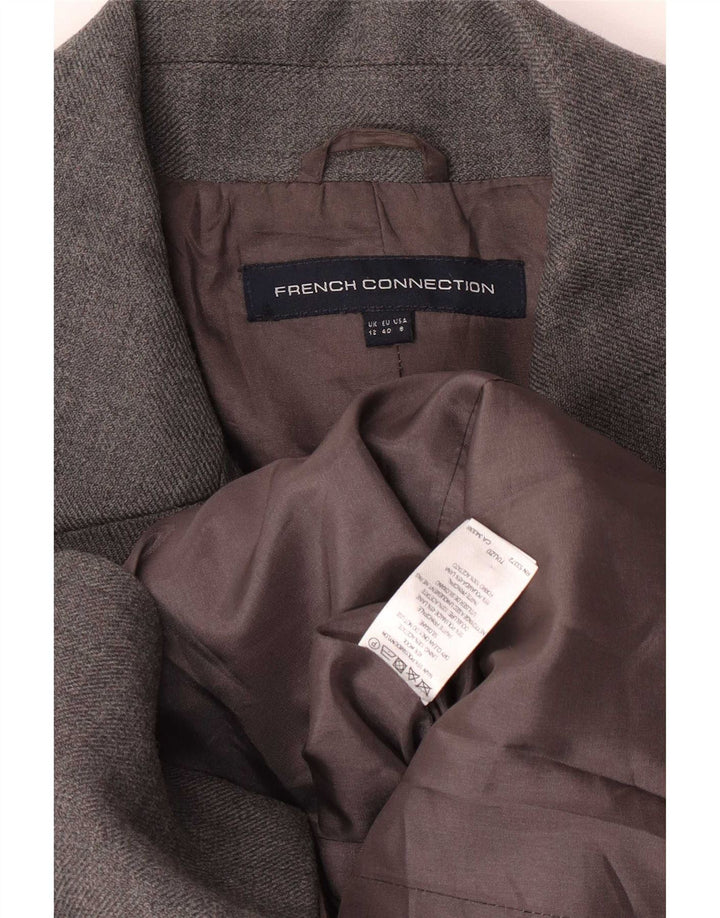 French Connection Womens Military Double Breasted Coat UK 12 Medium Grey