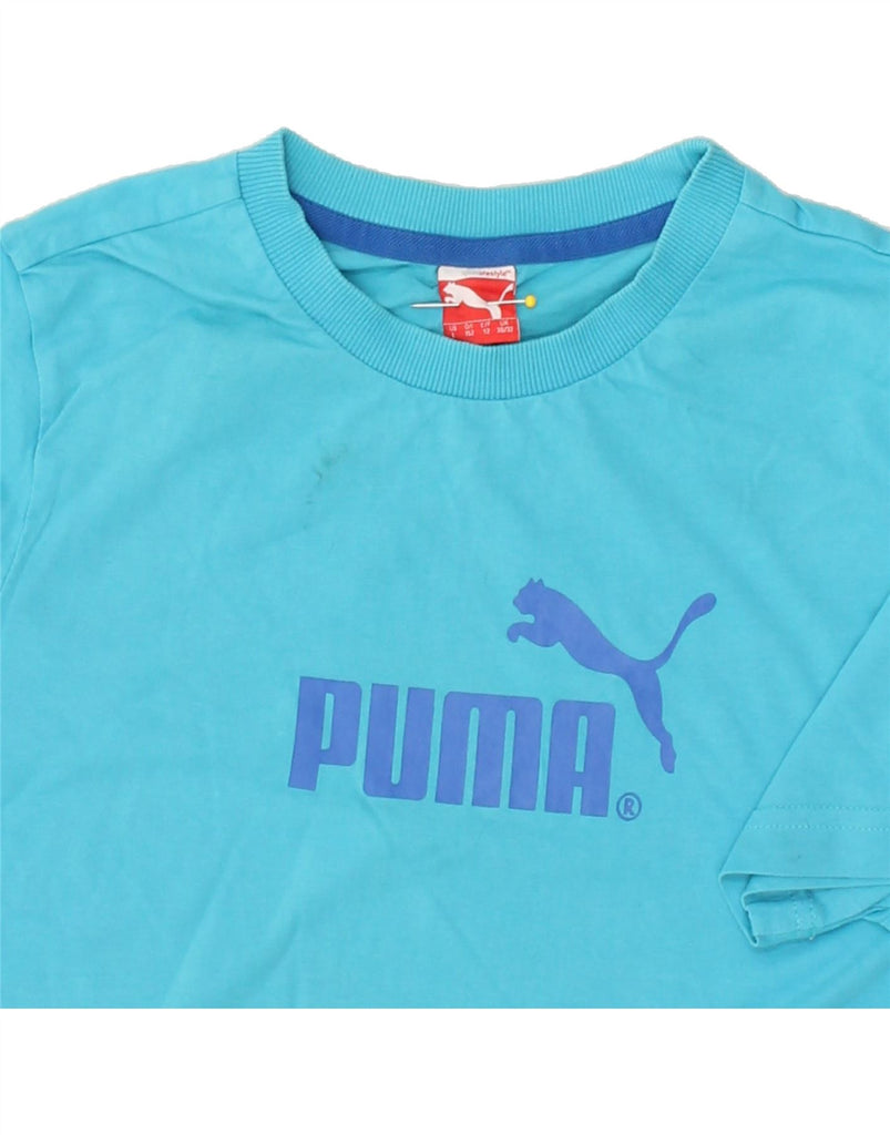 PUMA Girls Graphic T-Shirt Top 11-12 Years Blue Cotton | Vintage Puma | Thrift | Second-Hand Puma | Used Clothing | Messina Hembry 