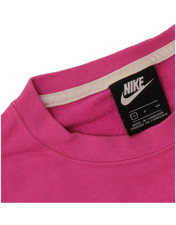 Nike Womens Crop Oversized Sweatshirt Jumper UK 10 Small Pink Colourblock