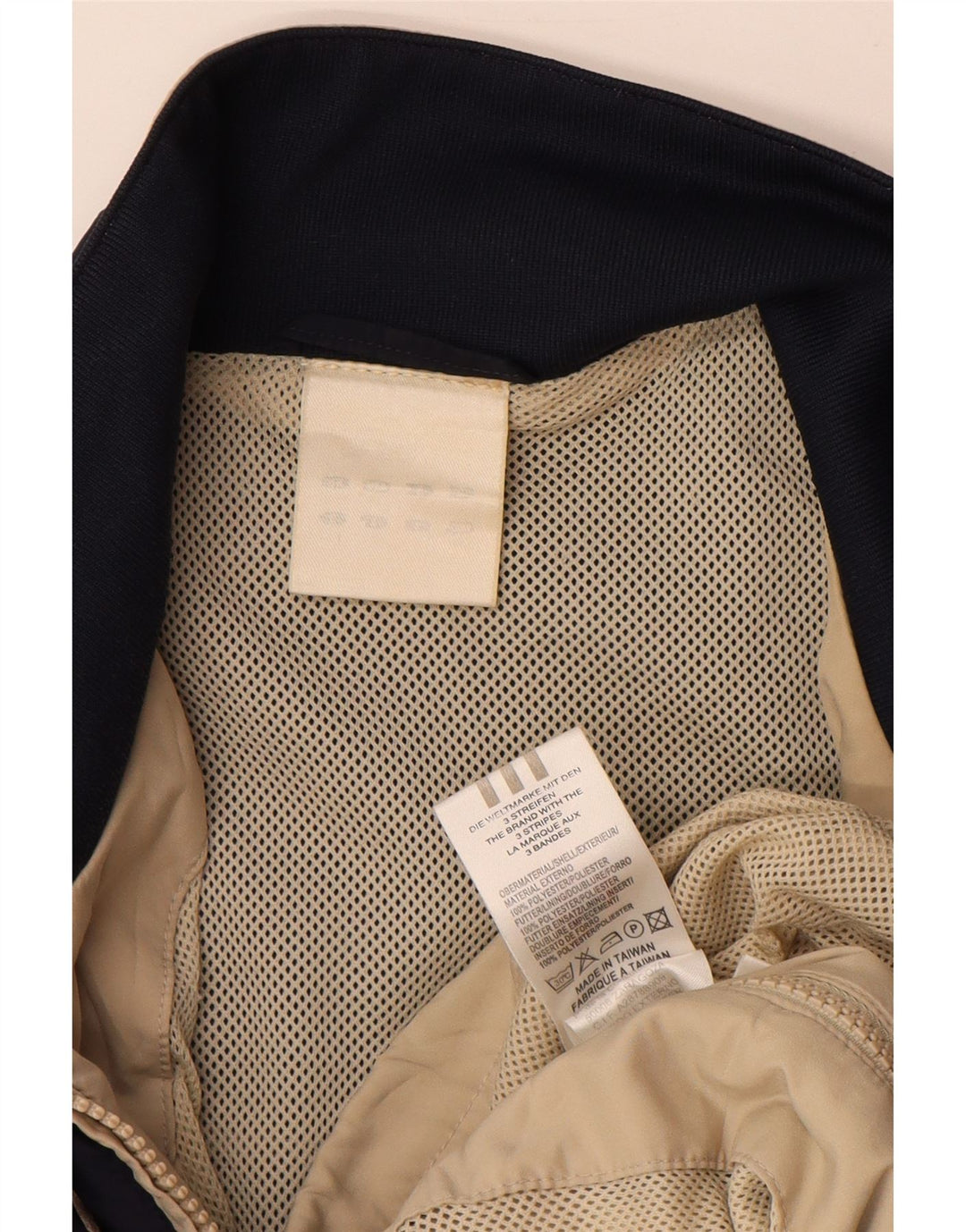 Adidas Mens Tracksuit Top Jacket Large Beige Colourblock Polyester