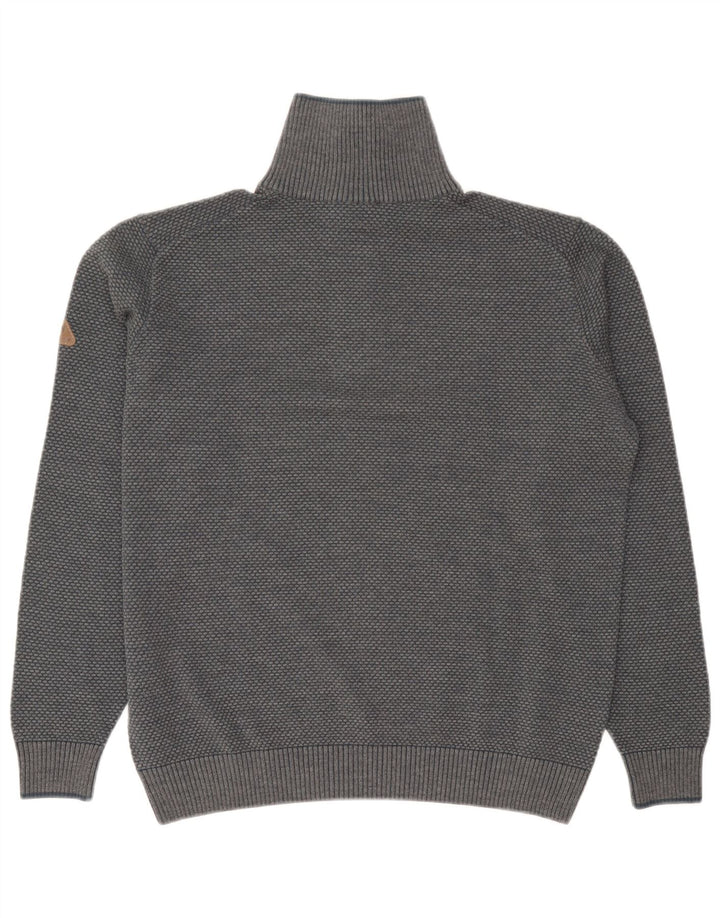 Navigare Mens Zip Neck Jumper Sweater Large Grey Wool