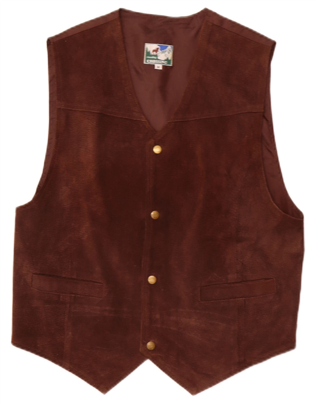 Vintage Mens Suede Waistcoat Medium Brown Leather