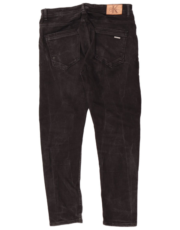 Calvin Klein Mens Slim Jeans W35 L29 Black Cotton