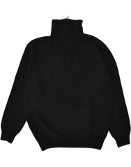 GIOFERRARI Mens Zip Neck Jumper Sweater Large Black Wool