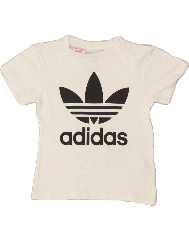 ADIDAS Boys Graphic T-Shirt Top 5-6 Years White Cotton | Vintage Adidas | Thrift | Second-Hand Adidas | Used Clothing | Messina Hembry 