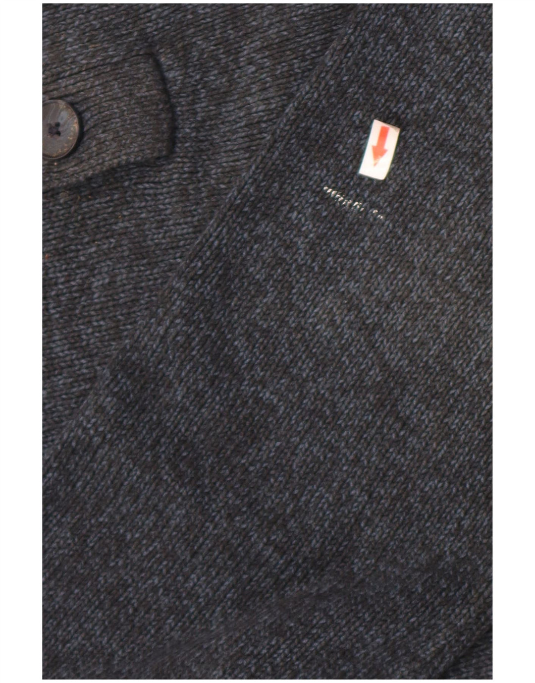 Marks & Spencer Mens Button Neck Jumper Sweater Large Navy Blue Flecked