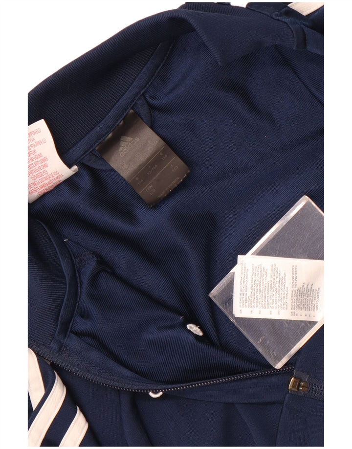 Adidas Boys Tracksuit Top Jacket 13-14 Years Navy Blue Polyester