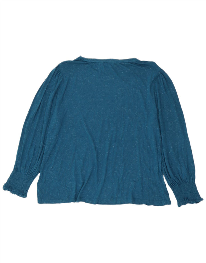 Fat Face Womens Top Long Sleeve UK 20 2XL Blue Flecked Viscose