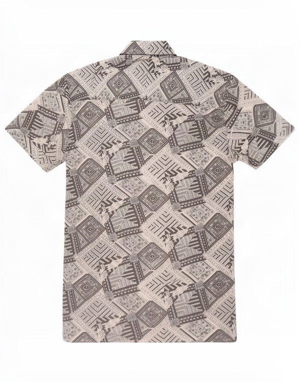 Vintage Mens Short Sleeve Shirt Size 37/38 Small Grey Geometric