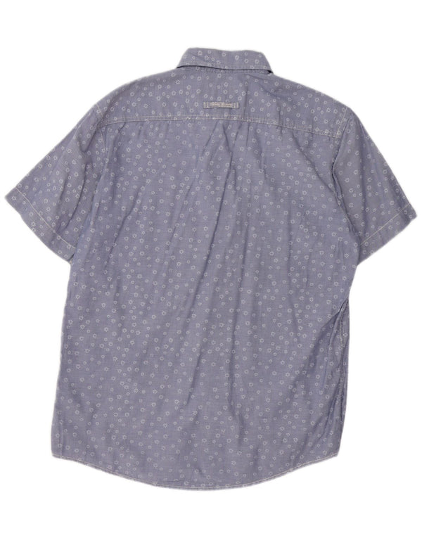 Camel Active Mens Short Sleeve Shirt Medium Blue Floral Cotton