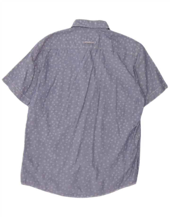 Camel Active Mens Short Sleeve Shirt Medium Blue Floral Cotton