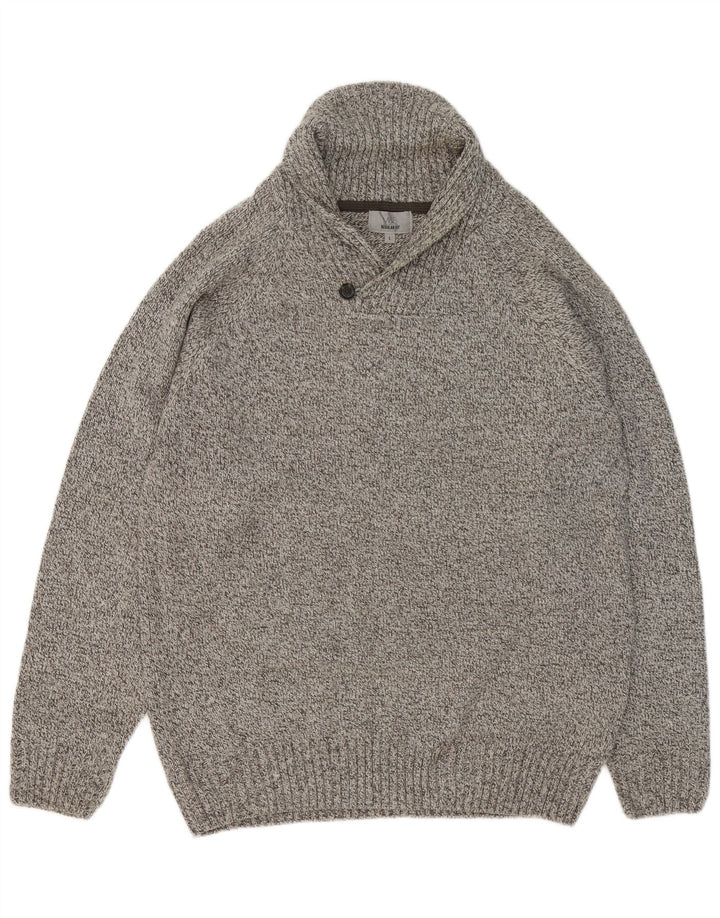 Marks & Spencer Mens Shawl Neck Jumper Sweater Large Grey Flecked