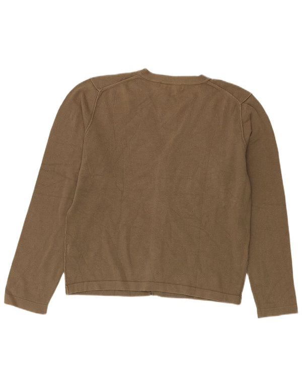 Zara Mens Cardigan Sweater Large Khaki Cotton