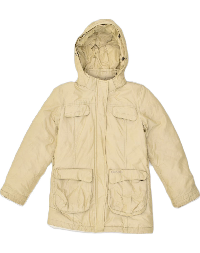 WOOLRICH Girls Hooded Padded Jacket 9-10 Years Beige Polyester | Vintage Woolrich | Thrift | Second-Hand Woolrich | Used Clothing | Messina Hembry 