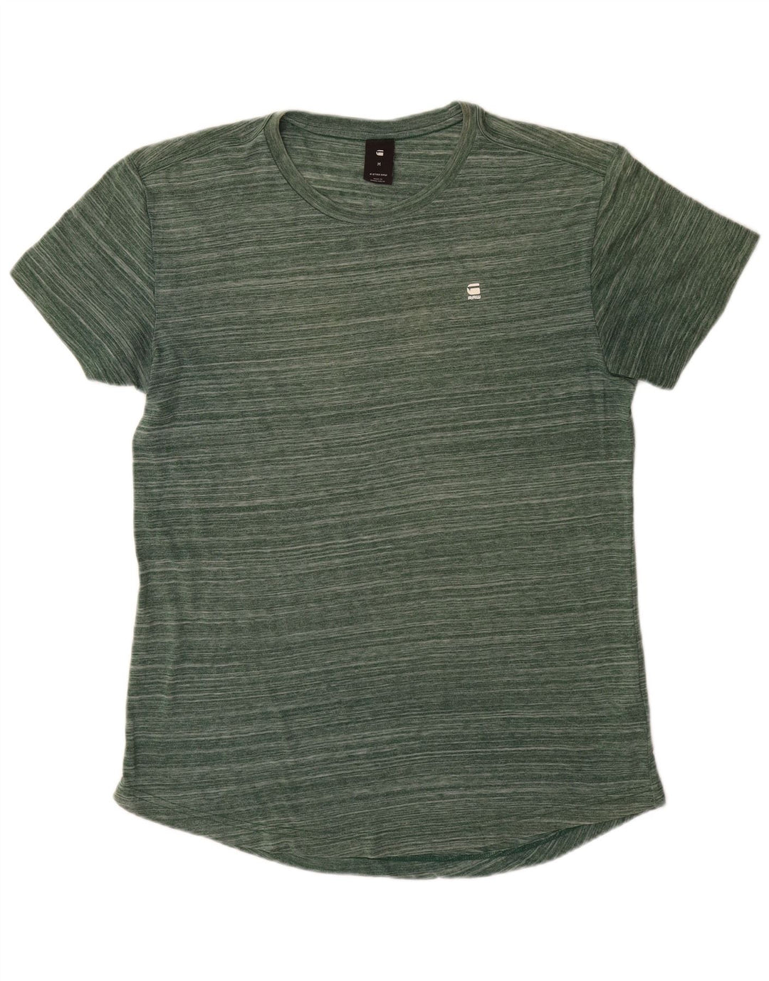G-STAR Mens T-Shirt Top Medium Green Striped Polyester