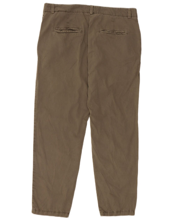 Marks & Spencer Womens Crop Slim Chino Trousers UK 14 Large W32 L26 Khaki
