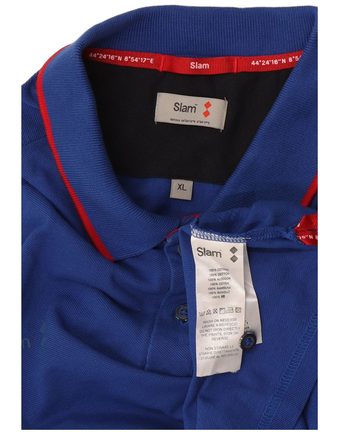 Slam Mens Graphic Polo Shirt XL Blue Cotton