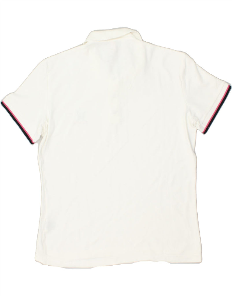 JUST CAVALLI Womens Polo Shirt UK 18 XL White Cotton | Vintage Just Cavalli | Thrift | Second-Hand Just Cavalli | Used Clothing | Messina Hembry 