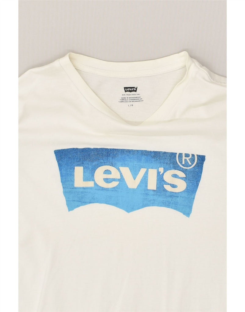 LEVI'S Mens Graphic T-Shirt Top Large Off White Cotton | Vintage Levi's | Thrift | Second-Hand Levi's | Used Clothing | Messina Hembry 