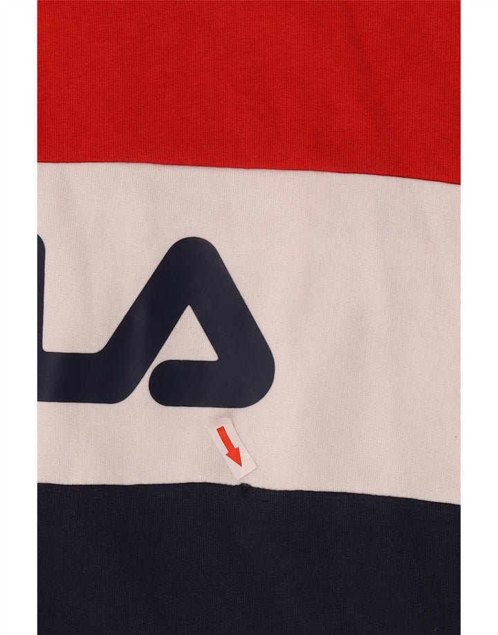 Fila Womens Graphic Oversized Sweatshirt Jumper UK 10 Small Red Colourblock