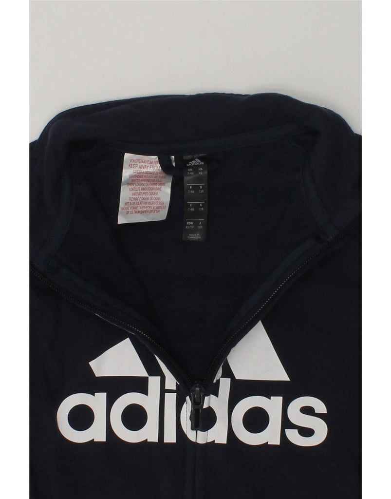 ADIDAS Boys Graphic Tracksuit Top Jacket 7-8 Years Navy Blue Cotton | Vintage Adidas | Thrift | Second-Hand Adidas | Used Clothing | Messina Hembry 