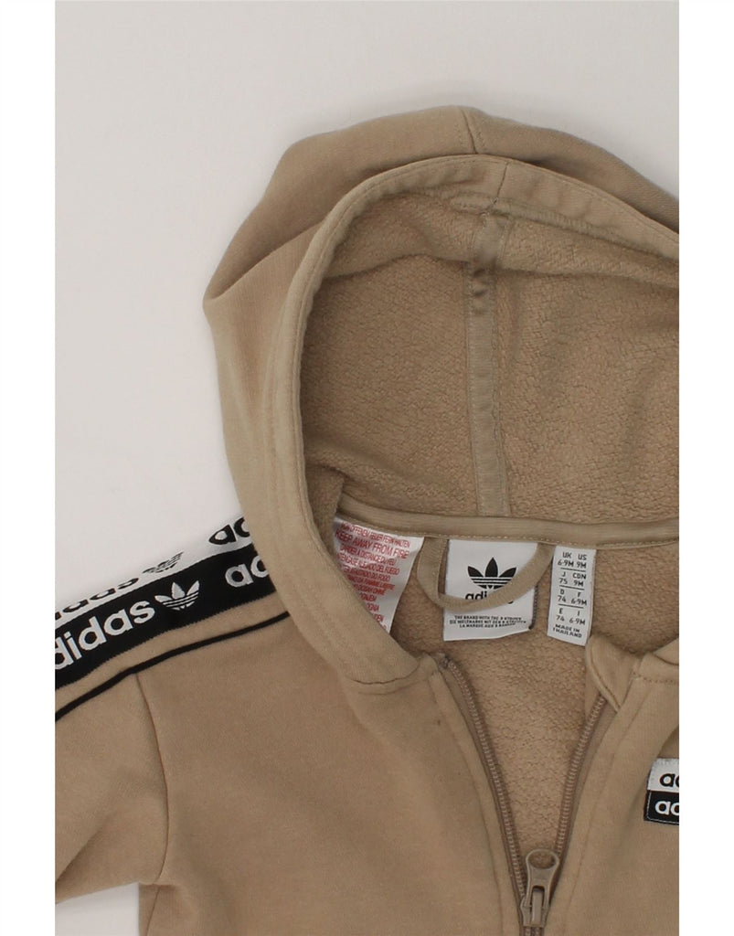 ADIDAS Baby Boys Graphic Zip Hoodie Sweater 6-9 Months Beige Cotton | Vintage Adidas | Thrift | Second-Hand Adidas | Used Clothing | Messina Hembry 