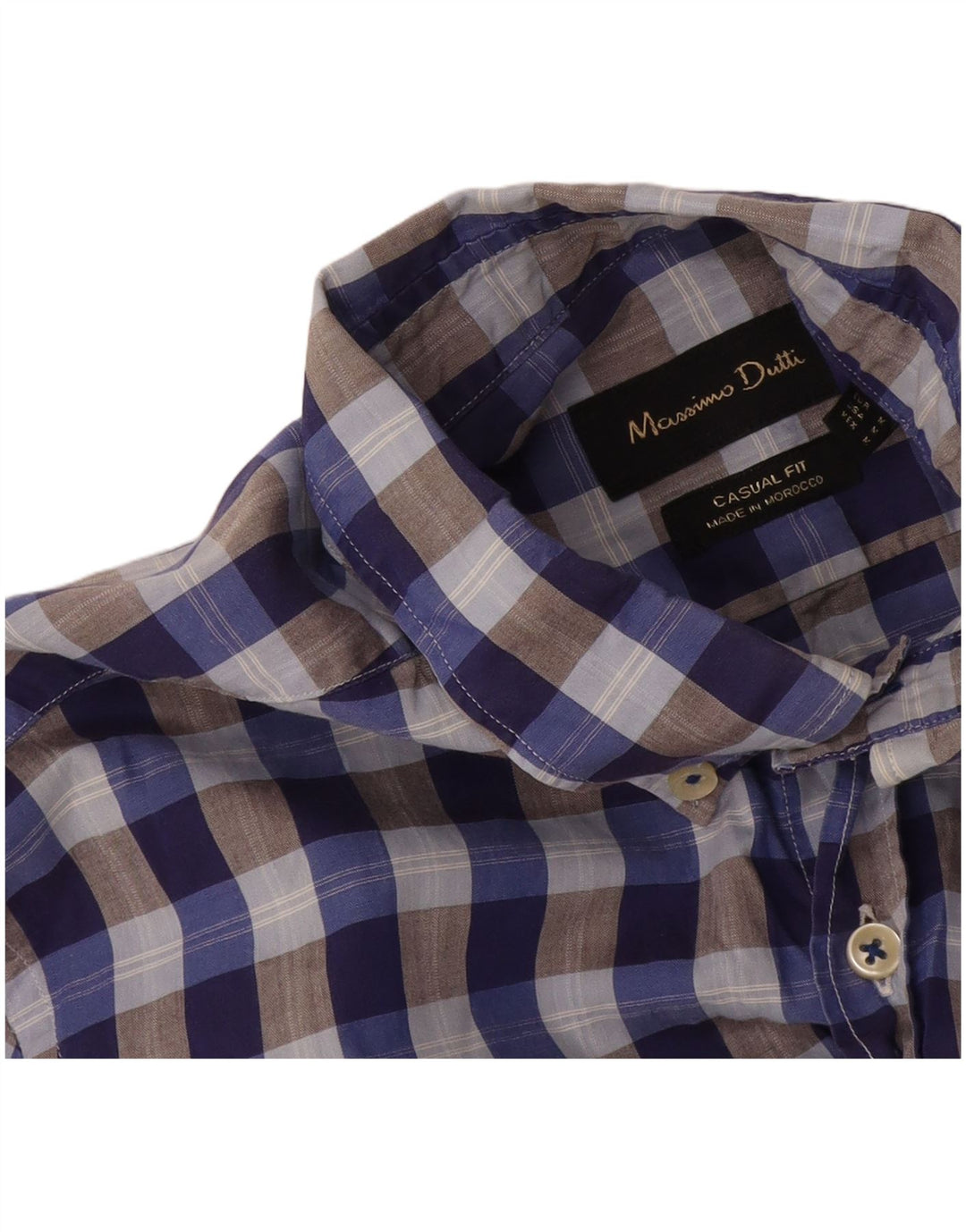 Massimo Dutti Mens Casual Fit Shirt Medium Blue Gingham