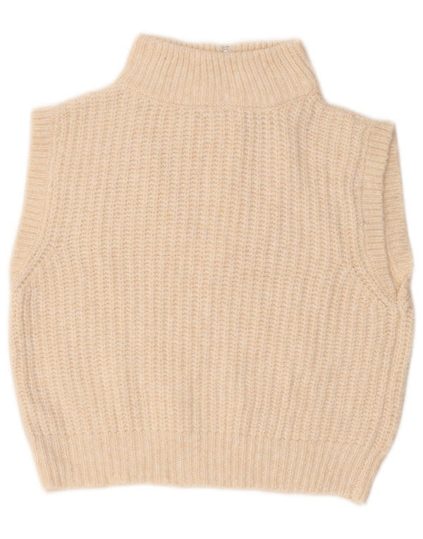 Marks & Spencer Girls Zip Neck Vest Tank Top 13-14 Years Off White Acrylic