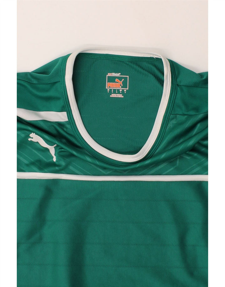 PUMA Mens T-Shirt Top Large Green Striped Polyester Vintage Puma and Second-Hand Puma from Messina Hembry 