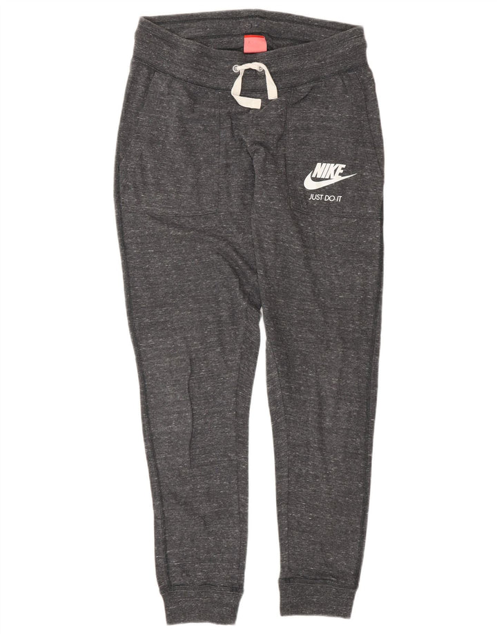 NIKE Mens Graphic Tracksuit Trousers Joggers Small  Grey Flecked Cotton