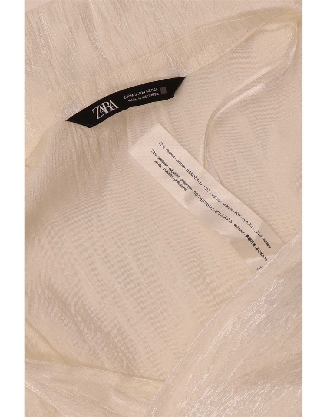 Zara Womens Long Sleeve Blouse Top UK 12 Medium White Viscose