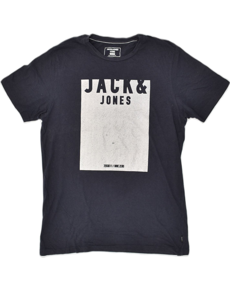 JACK & JONES Mens Graphic T-Shirt Top XL Navy Blue Cotton | Vintage Jack & Jones | Thrift | Second-Hand Jack & Jones | Used Clothing | Messina Hembry 