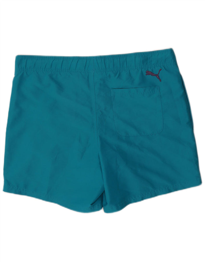 Puma Mens Graphic Swimming Shorts Medium Blue Polyester