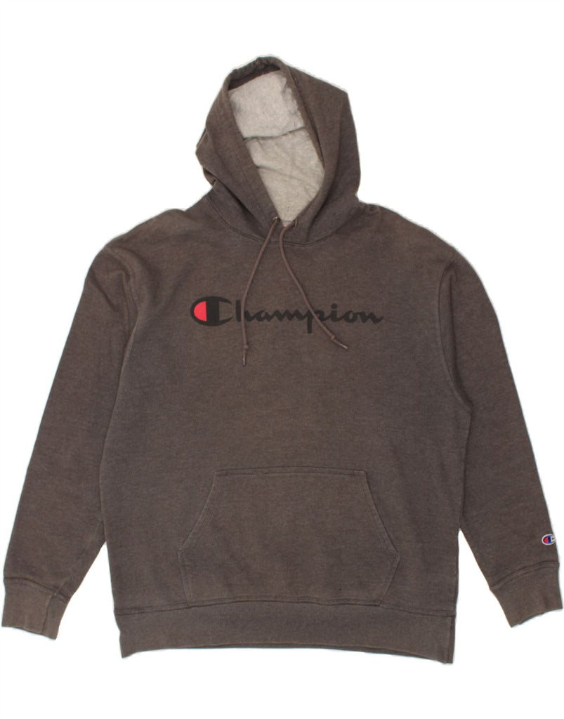 CHAMPION Mens Graphic Hoodie Jumper XL Grey Cotton | Vintage Champion | Thrift | Second-Hand Champion | Used Clothing | Messina Hembry 