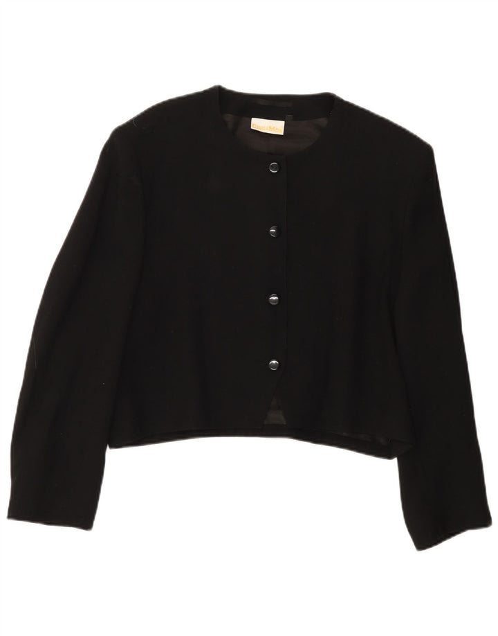 Cinnamon Womens Crop 4 Button 3/4 Sleeve Blazer Jacket EU 38 Medium Black
